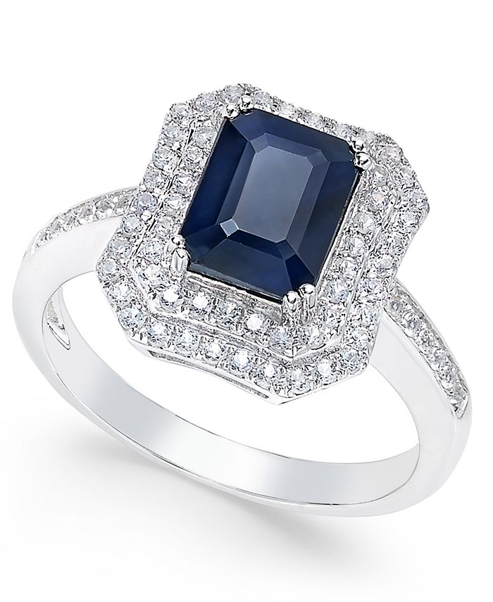 Macy's Blue Sapphire (2 ct. t.w.) and White Sapphire (1 ct. t.w ...
