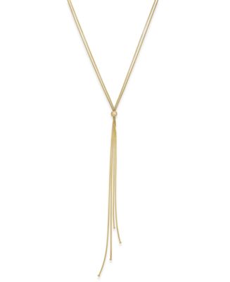 Italian Gold Tassel Lariat Long Necklace in 14k Gold-Plated Sterling ...