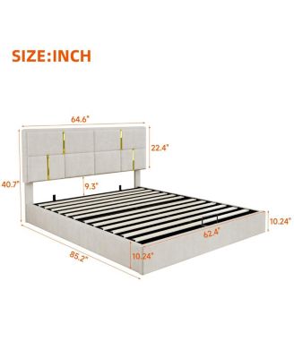2-Piece Queen Upholstered Platform Bed with Storage Ottoman