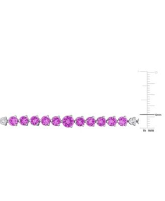 Lab Grown Sapphire (3-1/2 ct. t.w.) and Lab Grown White Sapphire (4-7/8 ct. t.w.) Tennis Bracelet in Sterling Silver