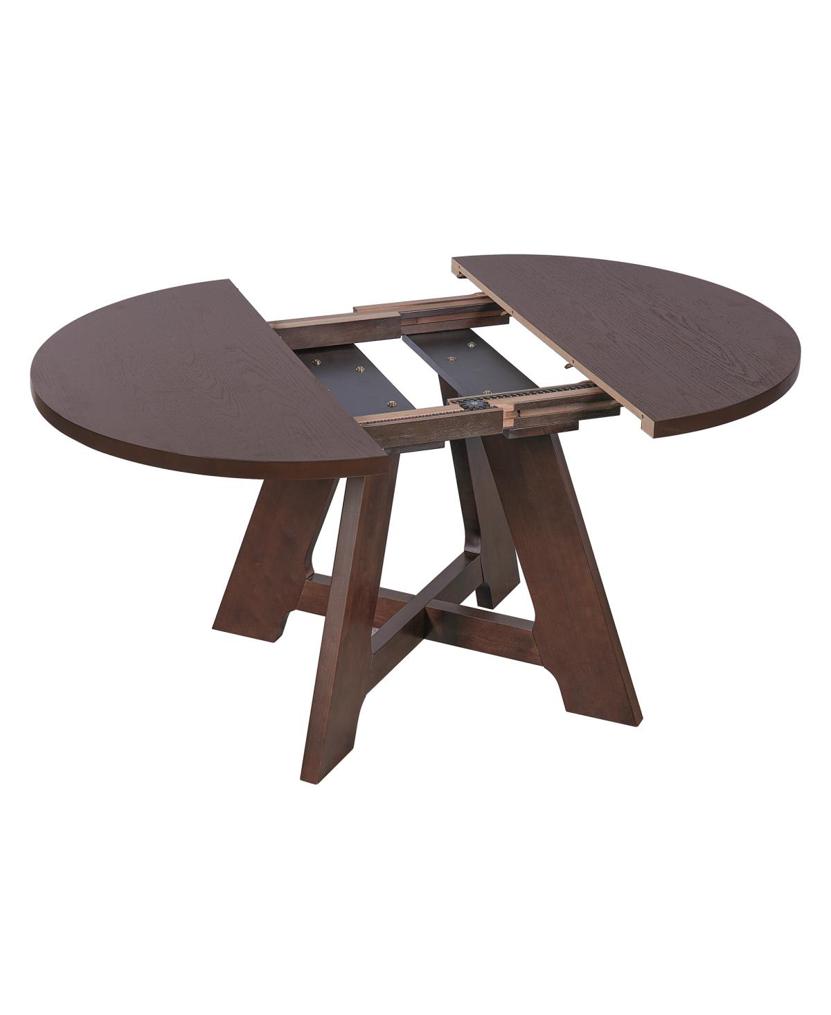 Streamdale Furniture Farmhouse Extendable Round Dining Table Set for 4 with Removable Leaf and Chairs