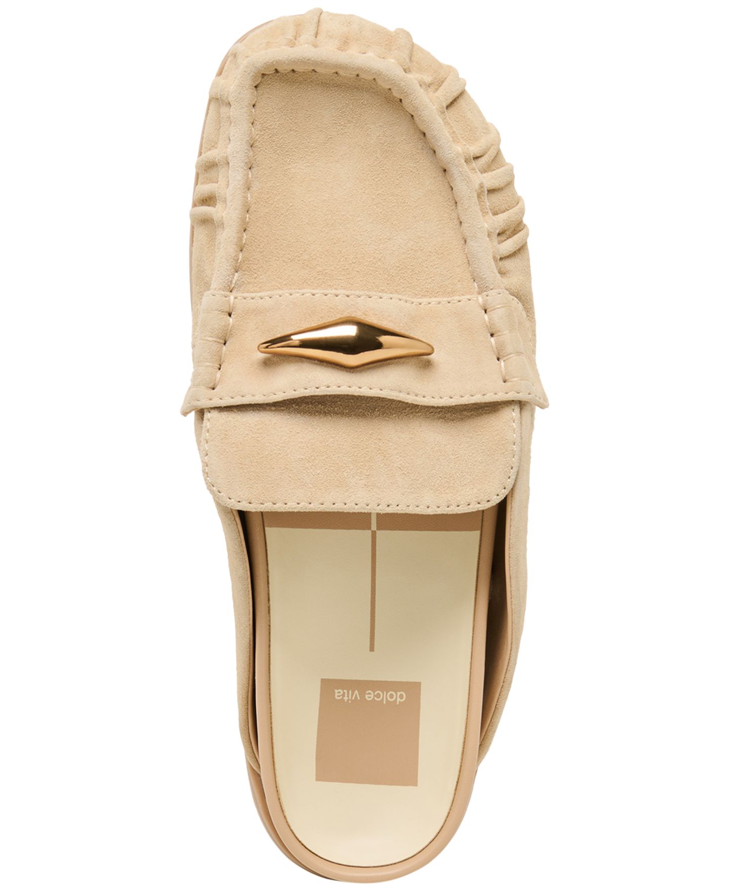 Женские сабо Dolce Vita Jordero Buckle Tailored Flat Mules, цвет: Миндальный замшевый — фото 4