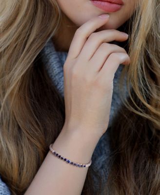 Sapphire (3-1/2 ct. t.w.) and White Sapphire (4-7/8 ct. t.w.) Tennis Bracelet in Sterling Silver