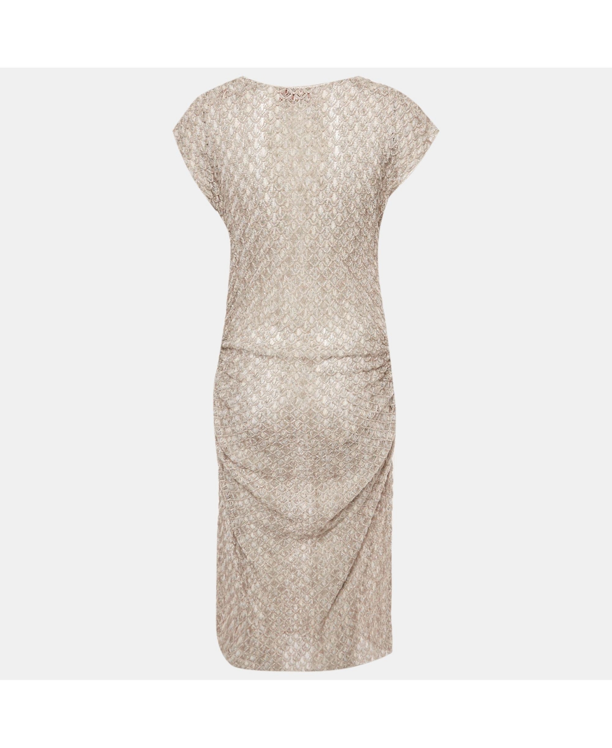 Pre-Owned Missoni Women's Beige Lurex Knit Ruched Maxi Dress