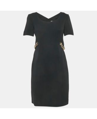 Women's Black Crepe Ribbon Details Mini Dress