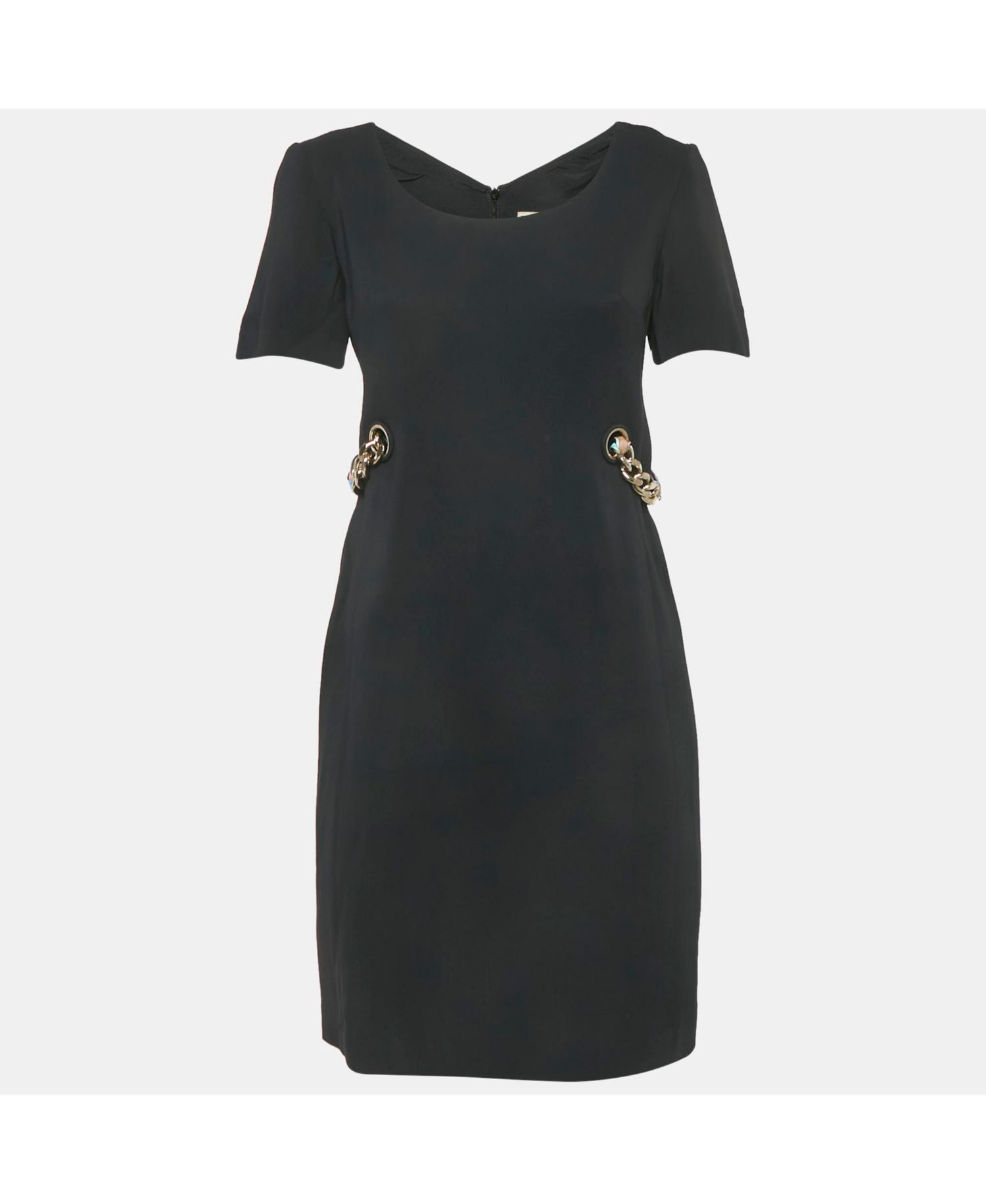 Women's Black Crepe Ribbon Details Mini Dress