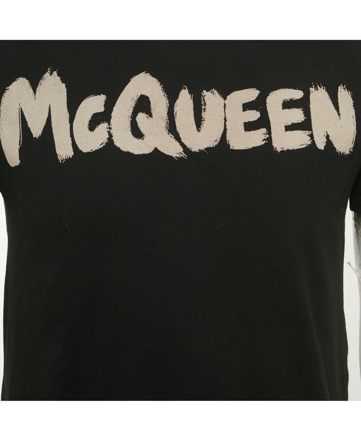Pre-Owned Alexander Mcqueen Men's Black Graffiti Logo Printed Cotton T-Shirt