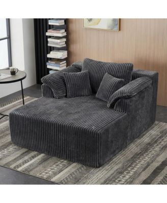 60 in. Oversized Chaise Lounge Chair, No Assembly Boneless Sofa Bed with Deep Seat – Corduroy Cloud Sofa for Living Room, Apartment