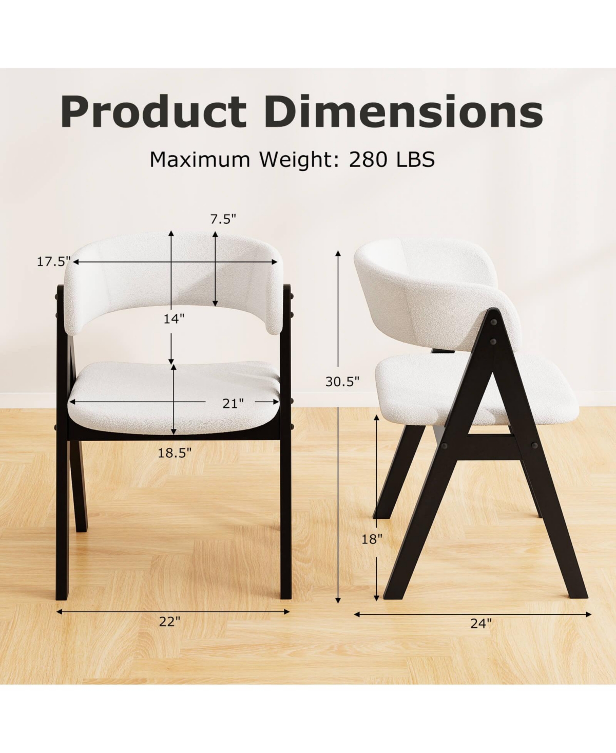 Costway Dining Chairs Mid-Century Upholstered Kitchen Armchairs with Padded Seat