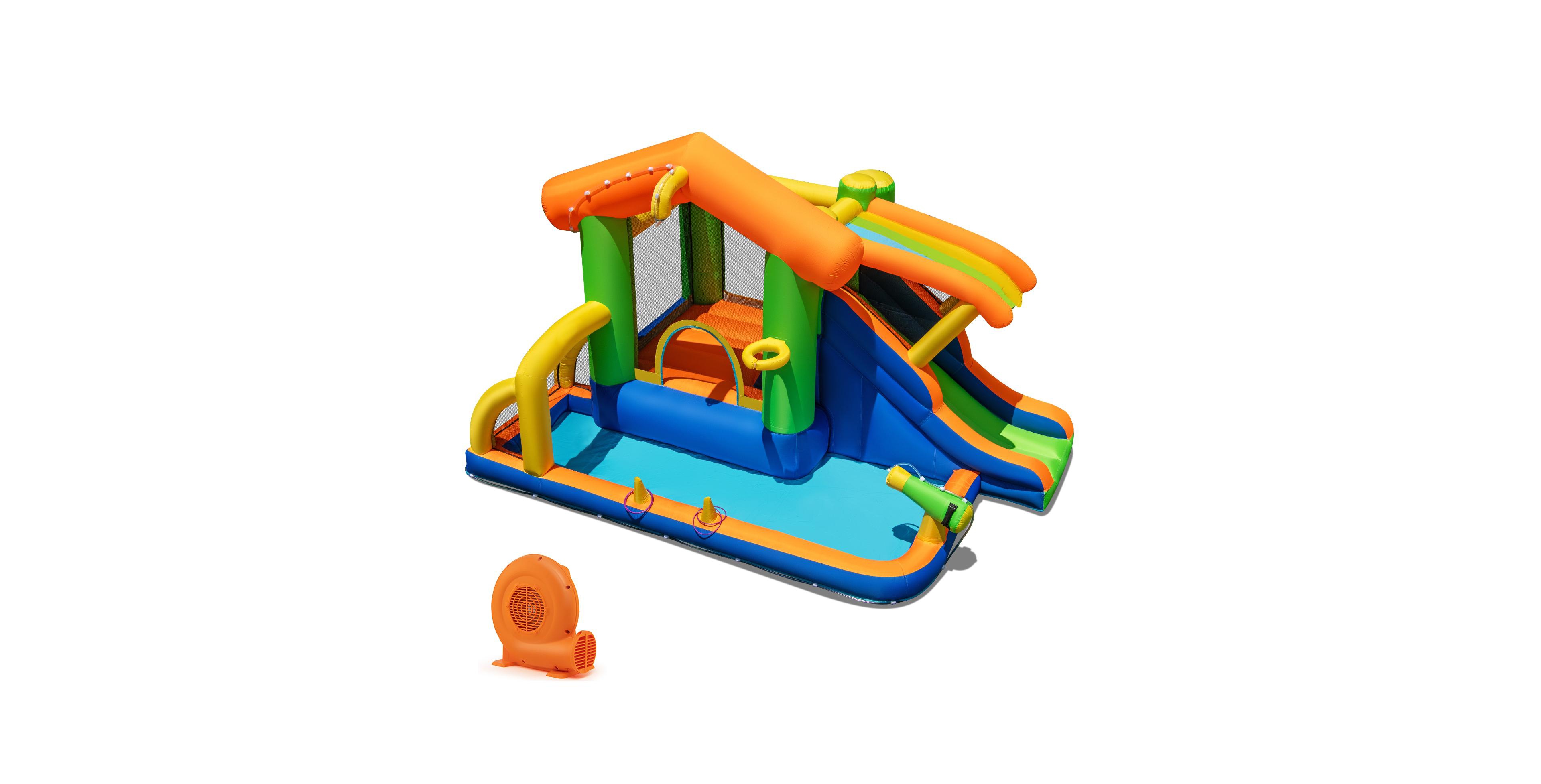 Hongge 8 in 1 Water Park Bounce House with Slide, Pool & Games, Ages 3-12