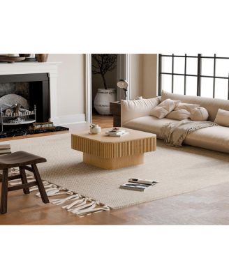 31.5" Solid Wood Veneered Modern Coffee Table with Storage
