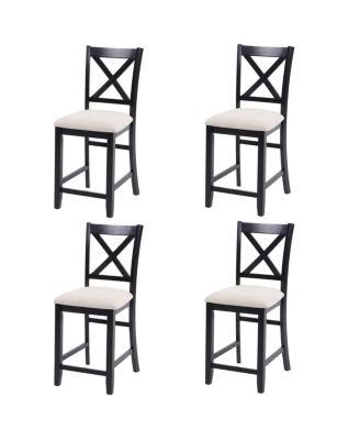 Streamdale Wooden Counter Height Dining Chairs Set of 4 with Padded Seat, Black & Beige