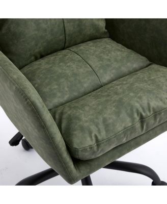 Streamdale Office chair, Black PU leather, adjustable height, green