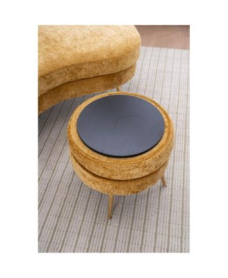 58" Indoor Chenille Chair with Left Armrest & Lumbar Pillow, Footstool Included