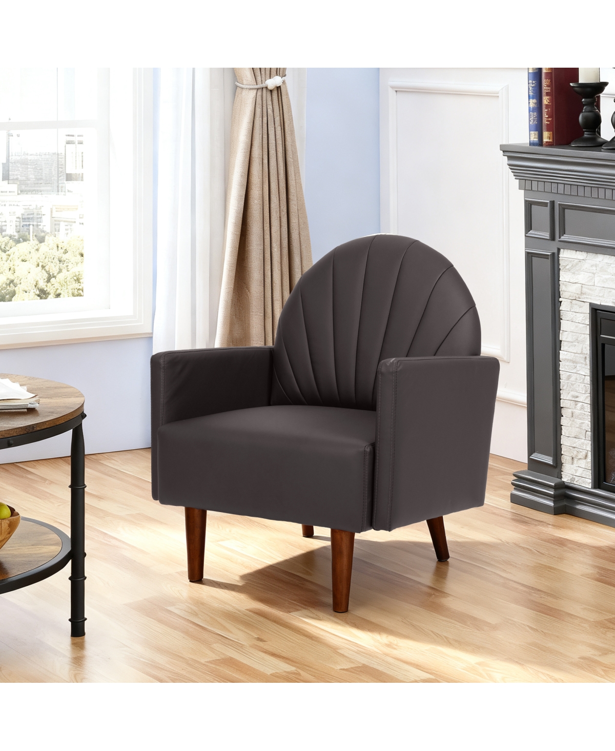 Streamdale Furniture Streamdale Shell armchair with Pu leather and wooden legs