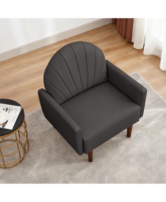 Streamdale Shell armchair with PU leather and wooden legs
