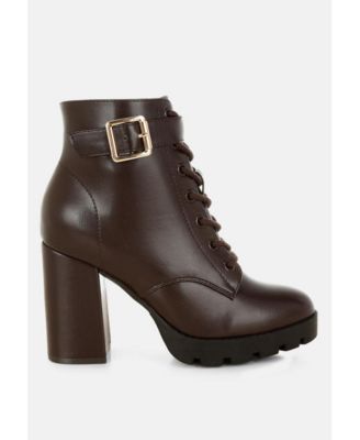 Womens Grahams Faux Leather Lace Up Boots