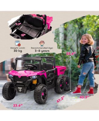 24V 4WD Kids Ride On Car with 6 Wheels and Dump Bed,