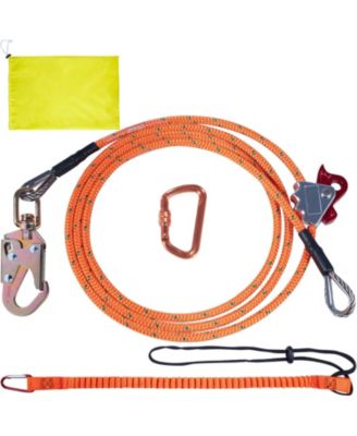 1/2" x 8' Steel Core Arborist Flipline, Tree Climbing Flip Line with Alloy Steel Snap Hook, Aluminum Carabiner, Tool Lanyard