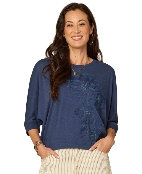 Женские Democracy Petite Dolman-Sleeve Embroidered Top
