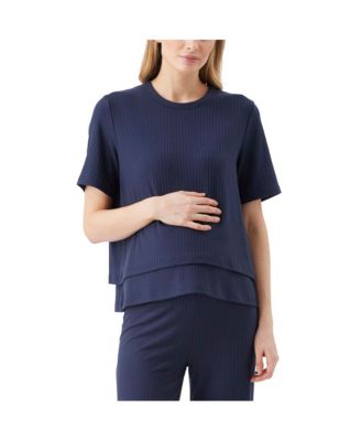 Maternity Ripe Mike Rib Nursing Top Navy