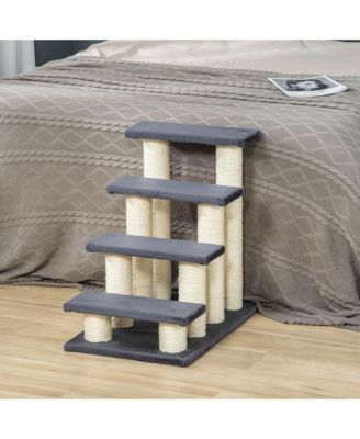 Gray 4-Step Stair Shaped Cat Tree for Indoor Cats & Dogs