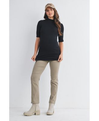 Maternity Ribbed Mock Neck Top