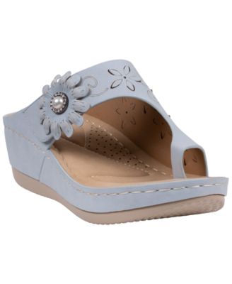 Women's Skylar Floral Rosette Round Toe Wedge Sandals