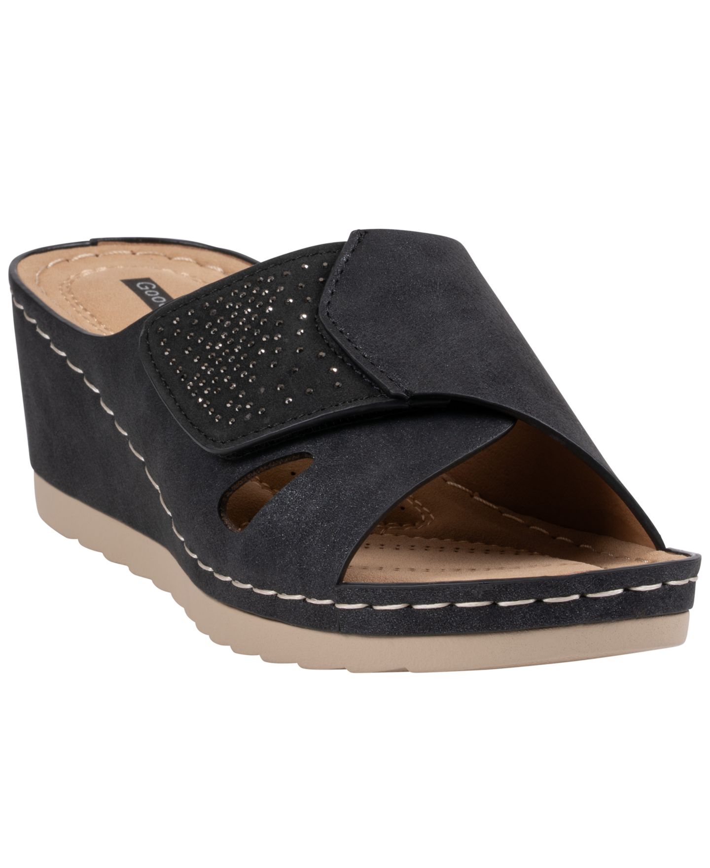 Женские сандалии GC Shoes Savina Adjustable Strap Wedge, цвет: Чёрный — фото 1