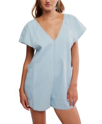 Women's Free Fall V-Neck Denim Romper