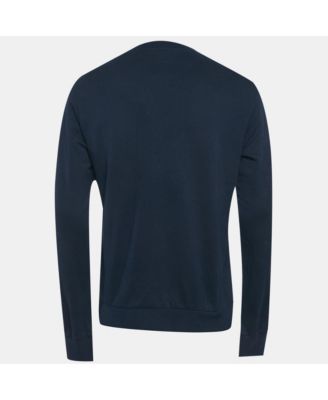 Men's Navy Blue Printed French Terry Pullover