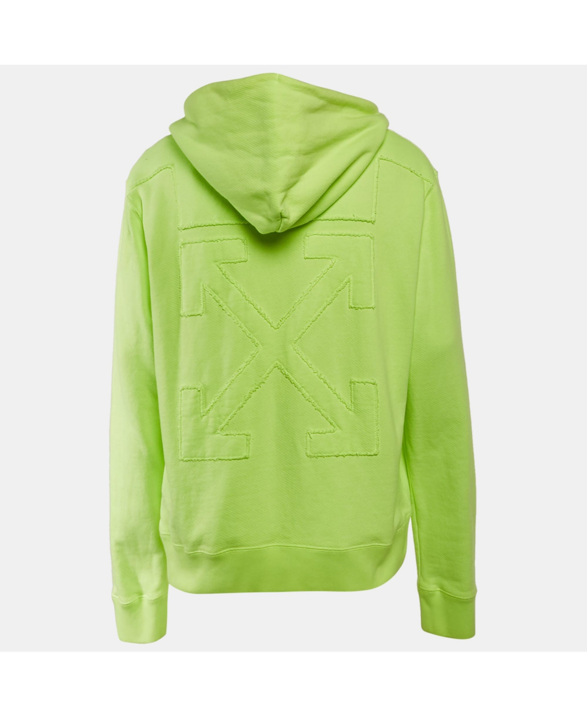 Pre-Owned Off-White Men's Neon Green Tape Embroidered Cotton Hoodie