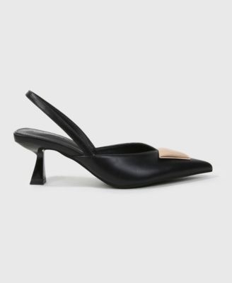 Cielo Slingback Pumps with Gold-ToneTrapezoid Accent