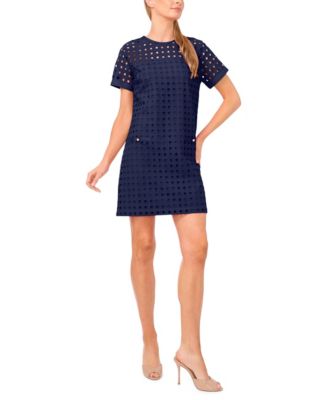 Women's Circle Eyelet Crewneck Shift Dress