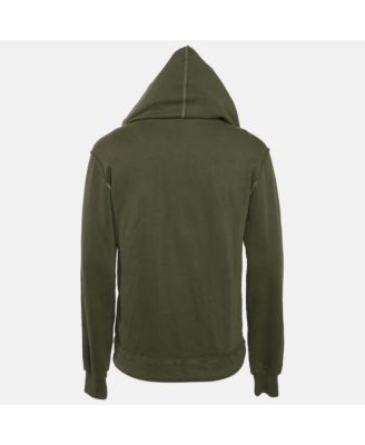 Men's Green Cotton Knit Distressed Hoodie