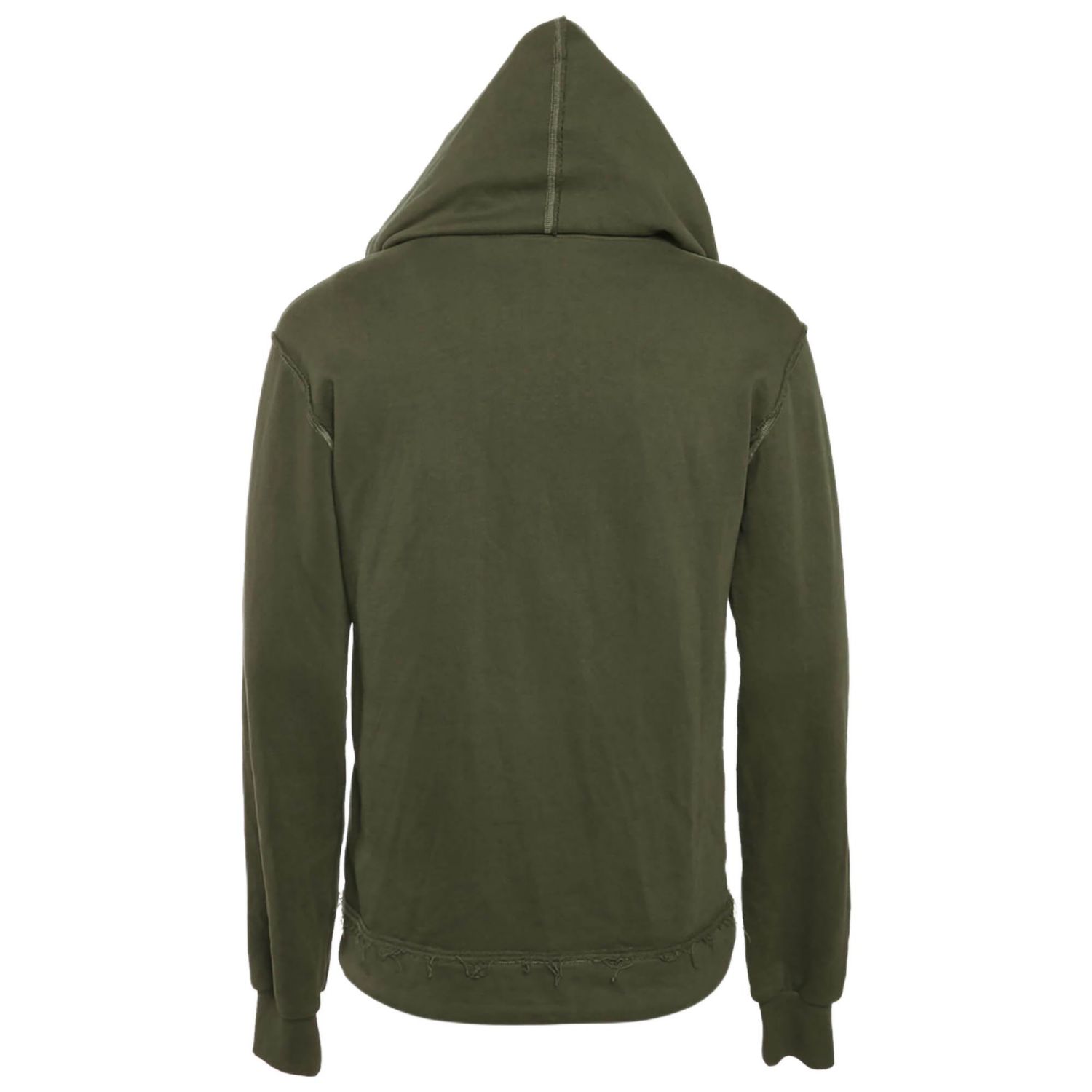 Men's Green Cotton Knit Distressed Hoodie