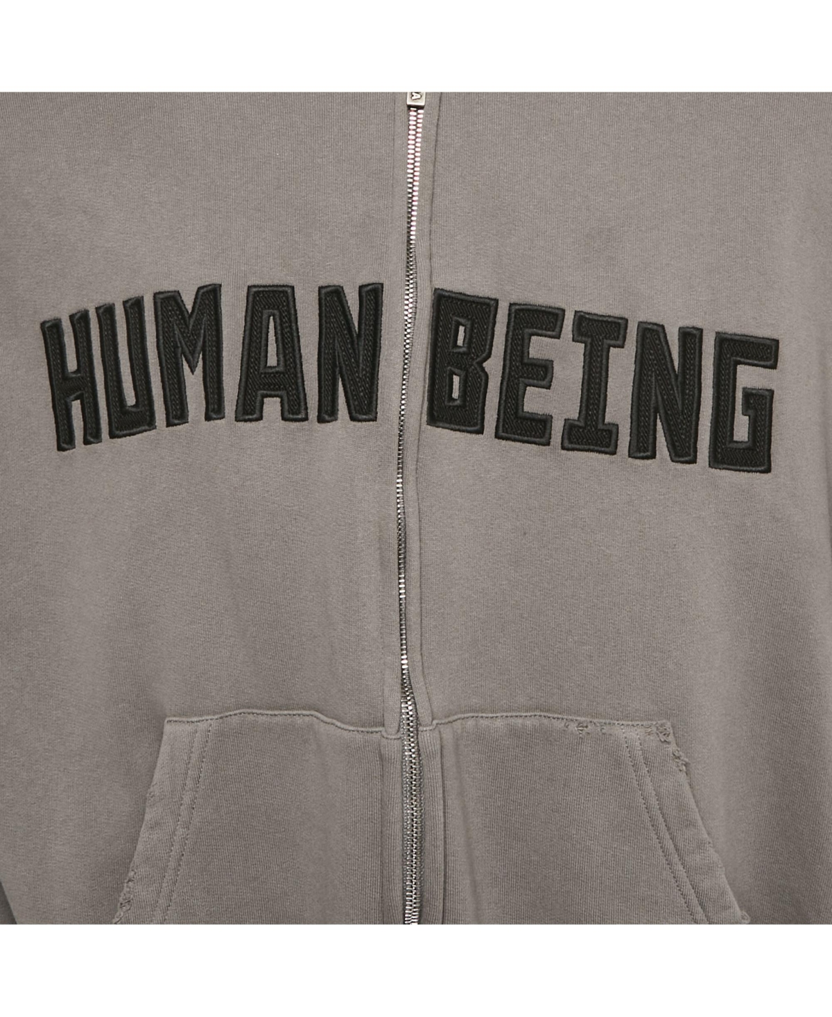 Pre-Owned Balenciaga Men's Unisex Grey Cotton Distressed Zip-Up Hoodie