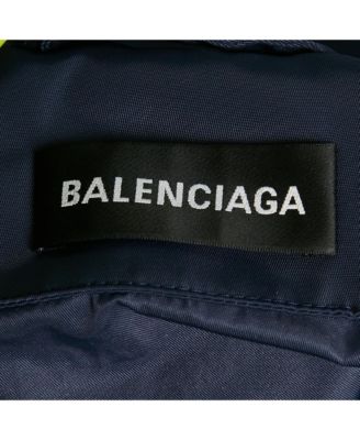 Men's Navy Blue Wfp Print Nylon Oversized Jacket