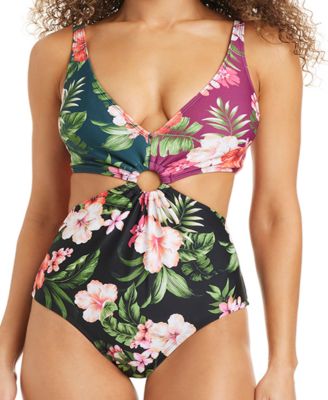 Women's Feline Fine Plunge Ring Over-The-Shoulder Monokini, Macy's Exclusive