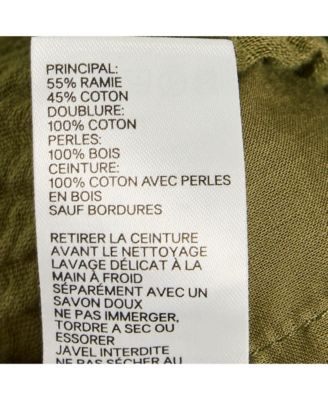 Women's Olive Green Ramie & Cotton Belted Jumpsuit