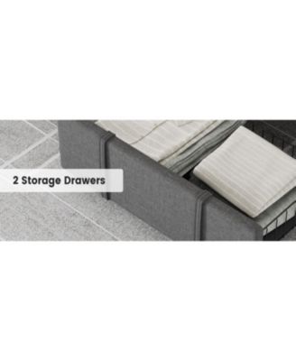 Upholstered Platform Bed Frame with Diamond Button Tufted Headboard &acirc;€“ 2 Spacious Storage Drawers &acirc;€“ Bedroom - Full