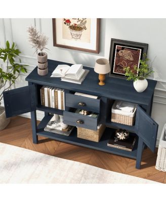 Solid Wood Sideboard Console Table with 2 Drawers & Cabinets