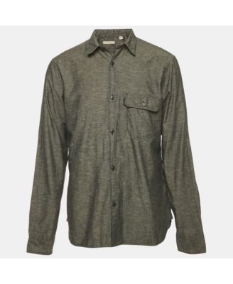Men's Brit Dark Grey Cotton Blend Button Front Shirt