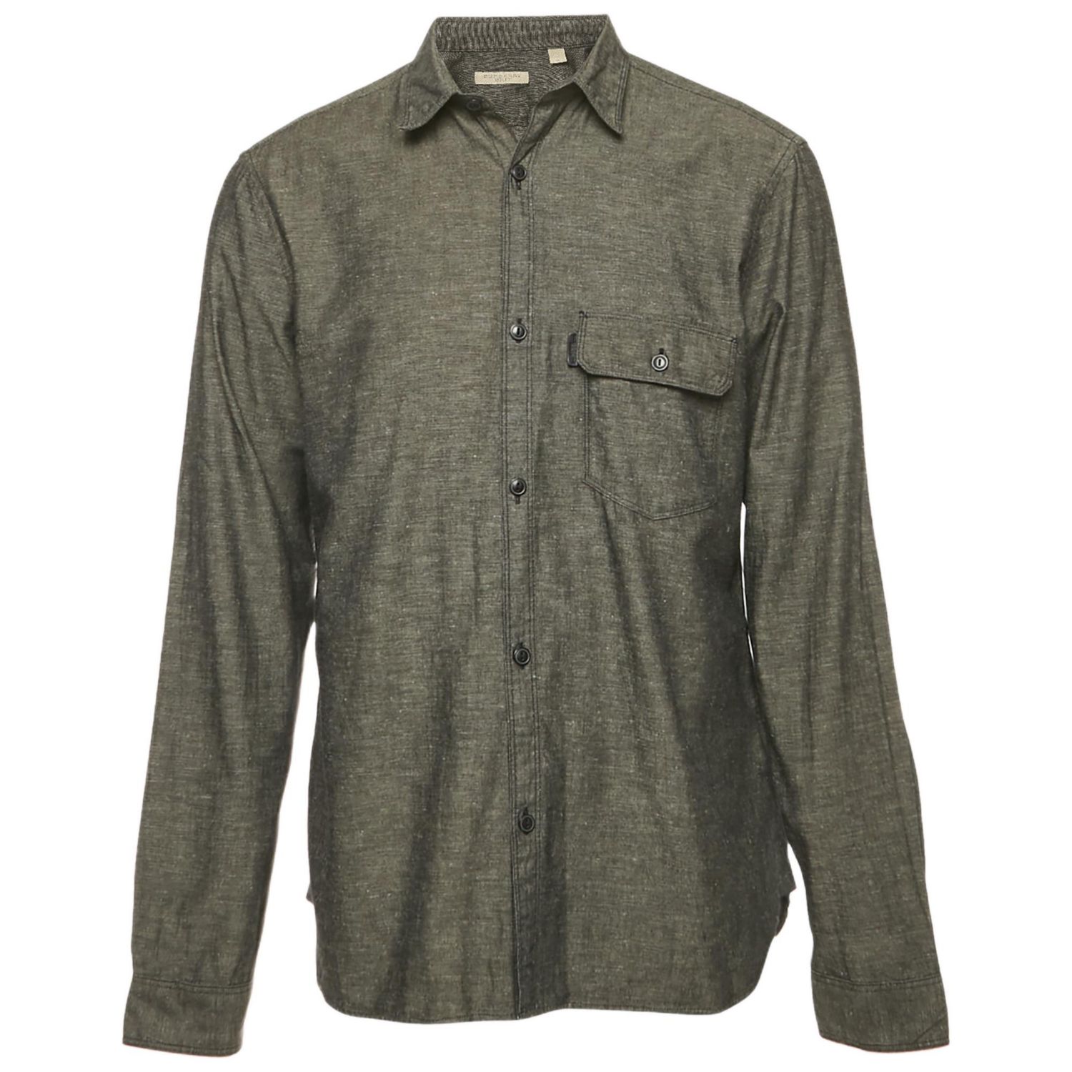 Men's Brit Dark Grey Cotton Blend Button Front Shirt