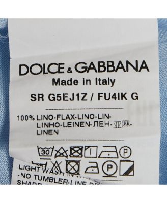 Men's Blue Linen Logo Embroidered Shirt