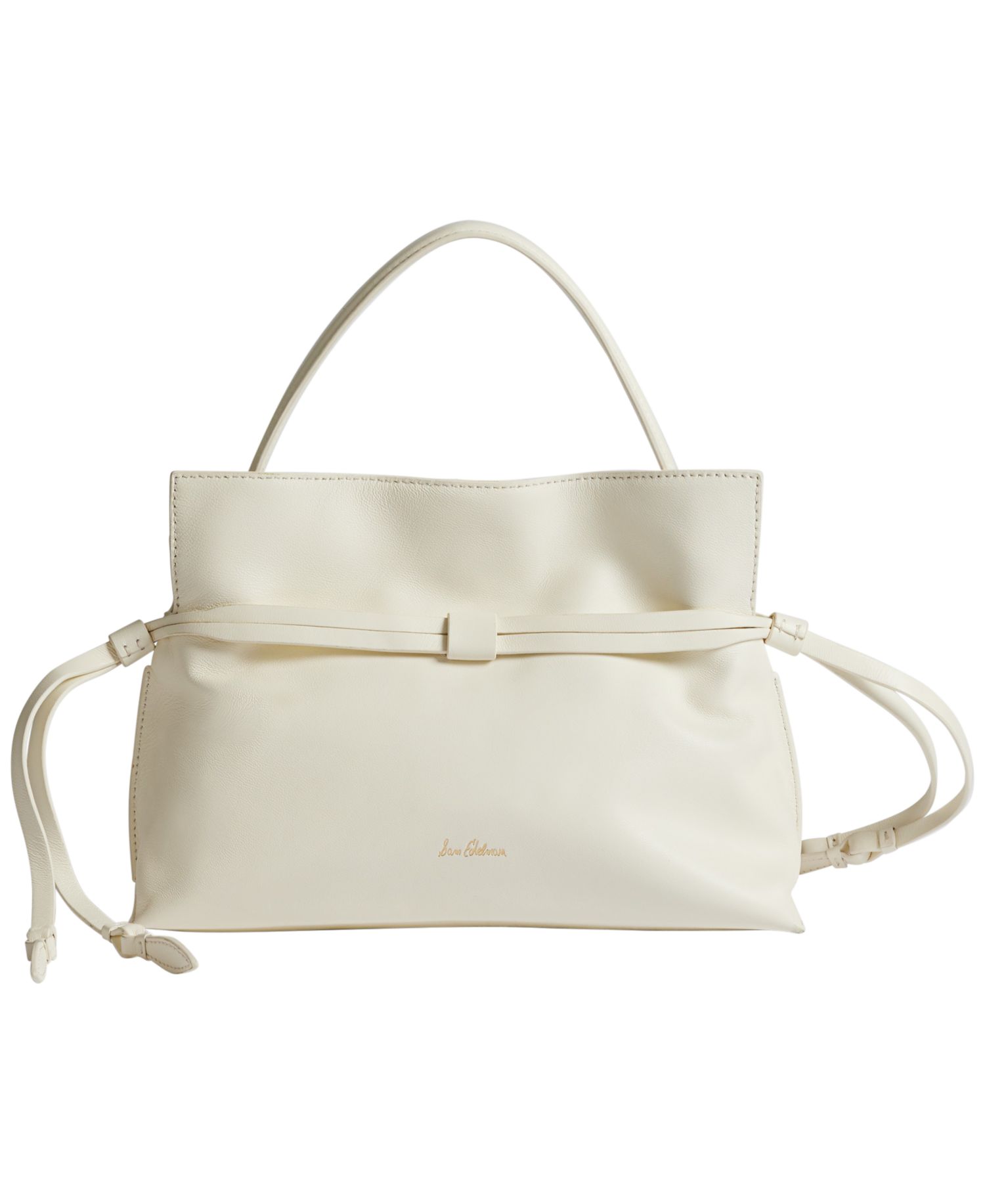 Poppy Small Leather Drawstring Tote Bag