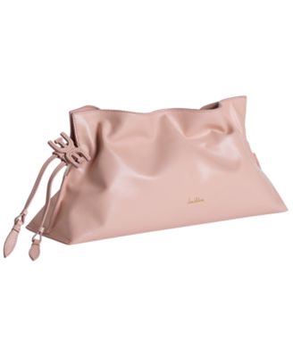 Extra Large Leather with Drawstring Clutch Bag