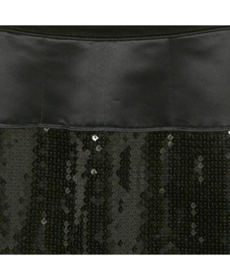 Women's Black Sequin & Satin Pencil Skirt