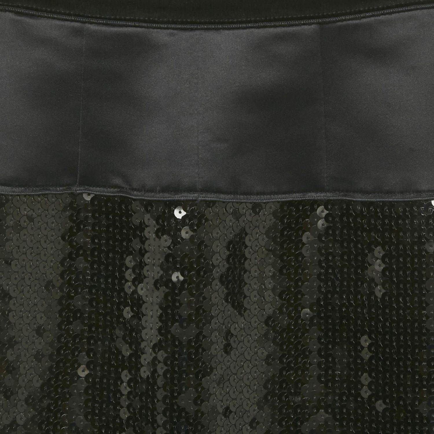 Women's Black Sequin & Satin Pencil Skirt