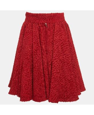 Women's Red Swiss Dots Silk Flared Mini Skirt